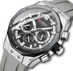 Men’s Chronograph Watch Gold Blue Sport Quartz Luminous Waterproof
