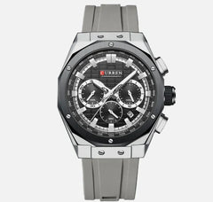 Men’s Chronograph Watch Gold Blue Sport Quartz Luminous Waterproof