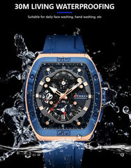 CURREN 8443 Original Brand Rubber Straps Wrist Watch For Men